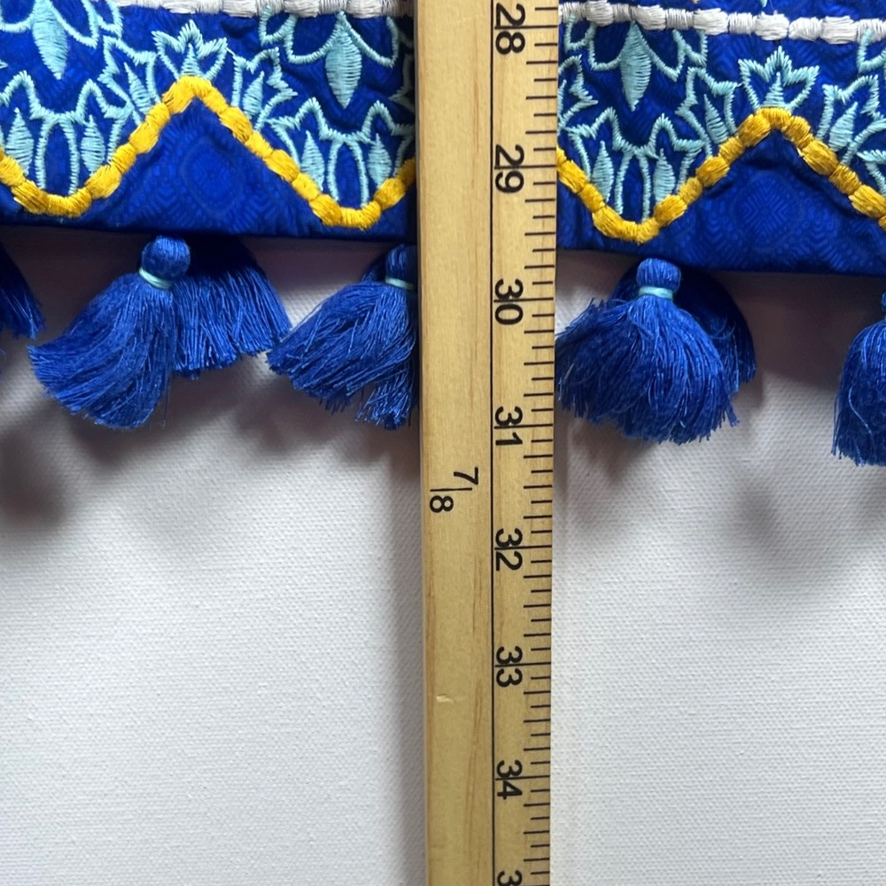 Cabana Life Shift Dress Resort Boho Tassel Embroidered M Blue Coastal Tassels - Picture 5 of 11